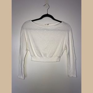 White knit cropped sweater